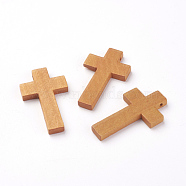 Maple Wood Pendants, Cross, Chocolate, 42x24.5x4mm, Hole: 2mm(WOOD-S037-101)