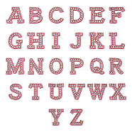Alphabet Resin Rhinestone Patches, Iron/Sew on Appliques, Costume Accessories, for Clothes, Bag Pants, Deep Pink, 43.5~50x20~51x3mm(DIY-TAC0005-45C)