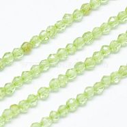 Natural Peridot Beads Strands, Faceted, Round, Green Yellow, 2mm, Hole: 0.5mm(G-J002-18)