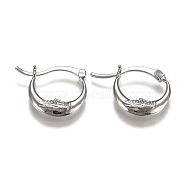 Brass Hoop Earrings, Crescent Moon Earrings, Platinum, 18x22x3mm, Pin: 2x1mm(EJEW-I255-01P)