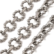 304 Stainless Steel Chains, Unwelded, with Spool, Stainless Steel Color, 9.5x1.8mm, 5m/roll(STAS-M075-04P)