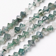 Natural Moss Agate Beads Strands, Bicone, 3.9~4x4mm, Hole: 0.8mm, about 99pcs/strand, 15.16 inch(38.5cm)(G-E560-E04-4mm)