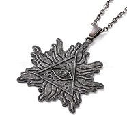 Alloy Flame with Evil Eye Pendant Necklace for Men Women, Gunmetal, 18.31 inch(46.5cm)(NJEW-B085-01)