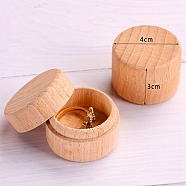 Round Wood Ring Box, Wooden Gift Packaging Box, PeachPuff, 4x3cm(PW-WG90837-01)