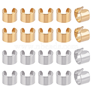 20Pcs 2 Style Plain Band Cuff Earrings, Titanium Steel & 304 Stainless Steel Non-Piercing Jewelry for Girl Women, Golden & Stainless Steel Color, 9x6mm, 10pcs/style(STAS-UN0037-05)