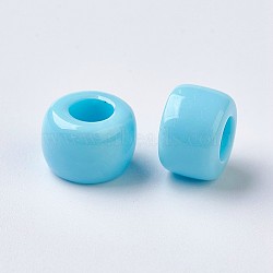 European Resin Large Hole Beads, Barrel, Sky Blue, 8x5~6mm, Hole: 4mm, about 200pcs/50g(X-RESI-WH0002-06A)