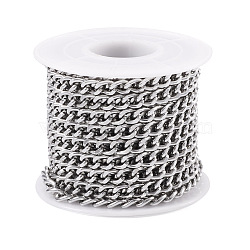 Aluminium Curb Chains, Unwelded, with Spool, Platinum, 7x5x1.5mm, about 16.40 Feet(5m)/Roll(CHA-TAC0005-01S)