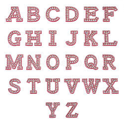 Alphabet Resin Rhinestone Patches, Iron/Sew on Appliques, Costume Accessories, for Clothes, Bag Pants, Deep Pink, 43.5~50x20~51x3mm(DIY-TAC0005-45C)