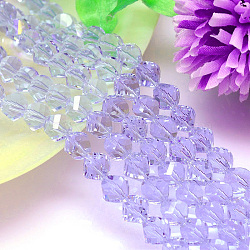 Faceted Polyhedron Imitation Austrian Crystal Bead Strands, Grade AAA, Lilac, 6mm, Hole: 0.7~0.9mm, about 68pcs/strand, 15.7 inch(G-M183-6mm-04A)