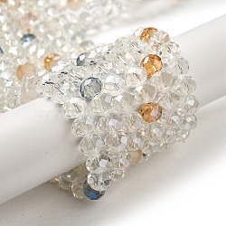 Glass Beads Strands, Faceted, Rondelle, PeachPuff, 10x8mm, Hole: 1mm, about 63~65pcs/strand, 19.2~20 inch(48~50cm)(EGLA-A034-M10mm-37)