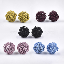 Spray Painted Eco-Friendly Iron Wire Beads, Round, Mixed Color, 16~17mm(IFIN-T009-09)