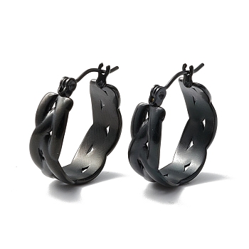304 Stainless Steel Wide Chunky Hoop Earrings for Women, Electrophoresis Black, 22x19x7mm, Pin: 0.7mm