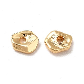 Brass Beads, Long-Lasting Plated, Nuggets, Real 18K Gold Plated, 6x5x2mm, Hole: 1.4mm
