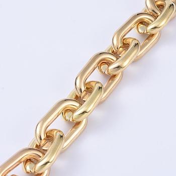Handmade CCB Plastic Figaro Chains, Oval, for Jewelry Making, Golden, Link: 28x17x5mm, 24x18.5x5mm, 39.37 inch(1m)/strand