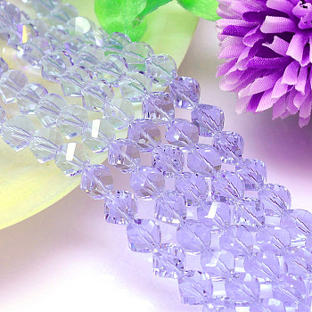 Faceted Polyhedron Imitation Austrian Crystal Bead Strands, Grade AAA, Lilac, 6mm, Hole: 0.7~0.9mm, about 68pcs/strand, 15.7 inch
