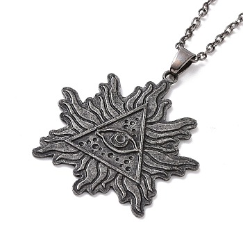 Alloy Flame with Evil Eye Pendant Necklace for Men Women, Gunmetal, 18.31 inch(46.5cm)