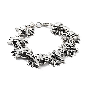 Retro Alloy Wolf Link Chain Bracelets for Women Men, Antique Silver, 8-1/2 inch(21.5cm)