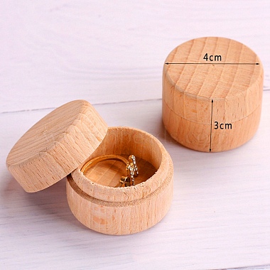 PeachPuff Round Wood Ring Boxes
