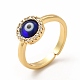 Lampwork Evil Eye Open Cuff Ring with Clear Cubic Zirconia(RJEW-L104-01G-02)-1