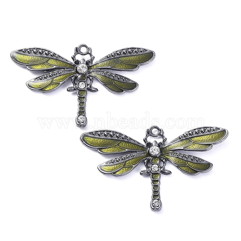 Dragonfly wih Alloy Shell Charms Pendants with Imitation Pearl Beads