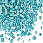 339Pcs 7 Sizes Synthetic Turquoise Beads, Dyed, Column, 4~13x3.5~8mm, Hole: 1.2mm(G-AR0006-10)