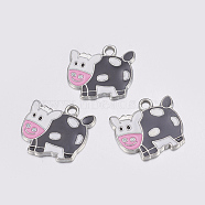 Alloy Enamel Charms, Cadmium Free & Lead Free, Moggy, Colorful, Platinum, about 24mm long, 22mm wide, 2mm thick, hole: 3mm(EA0541Y)