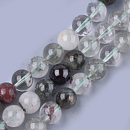 Natural Green Lodolite Quartz/Garden Quartz Beads Strands, Round, 4mm, Hole: 0.8mm, about 84~90pcs/strand, 15.1 inch(G-S333-4mm-036)