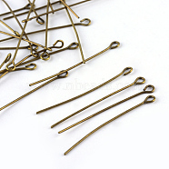 Iron Eye Pin, Nickel Free, Antique Bronze, 42x0.6mm, Hole: 2mm, about 5196pcs/928g(IFIN-R218-0.6x42-AB-NF)