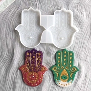 Hamsa Hand DIY Pendant Silicone Molds, Resin Casting Molds, Clay Craft Mold Tools, White, 195x127x12mm(HAMS-PW0001-04)