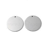 304 Stainless Steel Pendants, Stamping Blank Tag, Flat Round Charm, Stainless Steel Color, 25x1.3mm, Hole: 1.8mm(STAS-Q308-09T-P)