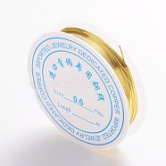Round Copper Jewelry Wire,Cadmium Free & Nickel Free & Lead Free,Golden,22 Gauge,0.6mm,about 11.48 Feet(3.5m)/roll(CW0.6mm007A-NF)