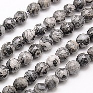 Natural Map Stone/Picasso Stone/Picasso Jasper Beads Strands, Faceted, Round, 8mm, Hole: 1mm, about 46pcs/strand, 15.75 inch(G-G542-8mm-33)