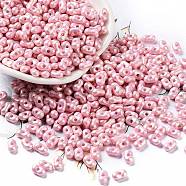 Spray Painted Opaque Acrylic Beads, Peanut, Pink, 6.5x4x3mm, Hole: 1.2mm, about 10000pcs/500g(MACR-K359-12D)