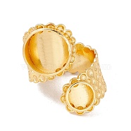 Brass Cuff Finger Rings Components, Flat Round Pad Ring Base Findings, Cadmium Free & Lead Free, Golden, US Size 11 3/4(21mm), 11~18.5mm, Big Tray: 14mm Inner Diameter, Small Tray: 8mm Inner Diameter(KK-G428-02G)