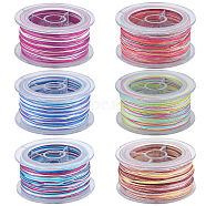 6 Rolls 6 Colors Segment Dyed Polyester Thread, Braided Cord, Mixed Color, 0.8mm, about 10.93 yards(10m)/roll, 1 roll/color(NWIR-SC0001-02)