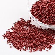 12/0 Grade A Baking Paint Glass Seed Spacer Beads, Orange Red, 2x1.5mm, Hole: 0.7mm, about 2840pcs/50g(X-SEED-Q009-FJX31)