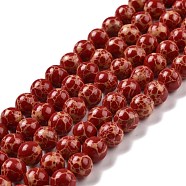 Synthetic Imperial Jasper Beads Strands, Dyed, Round, Red, 8mm, Hole: 1.2~1.4mm, about 48pcs/strand, 14.96''(38cm)(G-E568-01B-04)