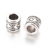 Tibetan Style Alloy Beads, Large Hole Beads, Column, Antique Silver, 10.5x10mm, Hole: 6.5mm(PALLOY-E566-11AS)