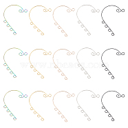 Unicraftale 30Pcs 5 Colors 316 Stainless Steel Ear Cuff Findings, Climber Wrap Around Non Piercing Earring Findings with 6 Horizontal Loops, Mixed Color, 59x46x0.5mm, Hole: 4mm, 6Pcs/colors(STAS-UN0039-44)