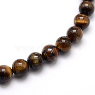 Natural Grade AB Tiger Eye Round Beads Strands, 12mm, Hole: 1mm, about 33pcs/strand, 15.5 inch(G-O047-02-12mm)