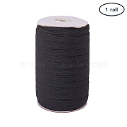 PandaHall Elite Flat Elastic Cord, Black, 10mm, about 100yards/roll(EC-PH0001-08B)