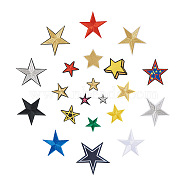 Star Computerized Embroidery Polyester Iron On Patches, Stick On Patch, Costume Accessories, Appliques, Mixed Color, 24~90x24~90x1.5mm, 21pcs/set(PATC-TAC0001-02)