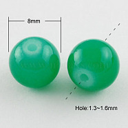 Imitation Jade Glass Beads Strands, Spray Painted, Round, Sea Green, 8mm, Hole: 1.3~1.6mm, about 100pcs/strand, 31.4 inch(X-DGLA-S076-8mm-15)