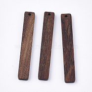 Undyed Walnut Wood Big Pendants, Rectangle/Bar, Saddle Brown, 52x7.5x3mm, Hole: 1.6mm(X-WOOD-T023-01)