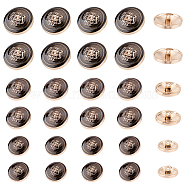 30Pcs 3 Style 1-Hole Alloy Enamel Shank Buttons, Flat Round with Lion & Crown, Black, 15~25x8~10mm, Hole: 2mm, 10pcs/style(BUTT-FG0001-10)