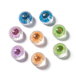 Transparent Acrylic Cabochons, with Flower, Round with Flower, Mixed Color, 20x18mm, bottom: 12mm(MACR-S361-17-M)