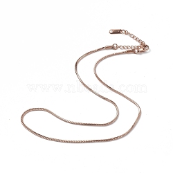 Ion Plating(IP) 304 Stainless Steel Round Snake Chain Necklace for Men Women, Rose Gold, 15.75 inch(40cm)(NJEW-K245-012D)