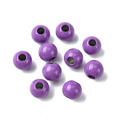 Spray Painted 202 Stainless Steel Beads, Round, Dark Orchid, 8x7mm, Hole: 2.5mm(STAS-Q321-02B-E)
