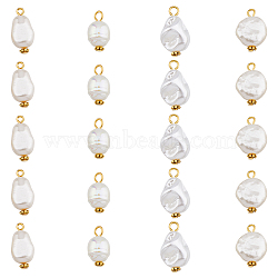 80Pcs 4 Styles ABS Plastic Imitation Pearl Pendants, with Iron and Alloy Findings, Oval & Teardrop & Flat Round, Creamy White, 17.5~23.5x10.5~14.5x5~10mm, Hole: 1.8~3mm, 20pcs/style(PALLOY-FH0001-84)