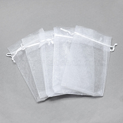 Organza Bags, Organza Pouches for Potpourri, Rectangle, White, 16x11cm(OP-T002-11x16-06)